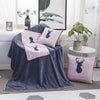 Pink Mule Deer Pattern Multifunctional Plush Blanket Square Pillow Quilt Office Car Pillow Cushion, Size : M, Pink Mule Deer Pattern