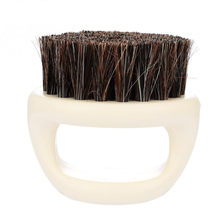 Men Ring Design Portable Boar Brush White ABS Haircut Cleaning