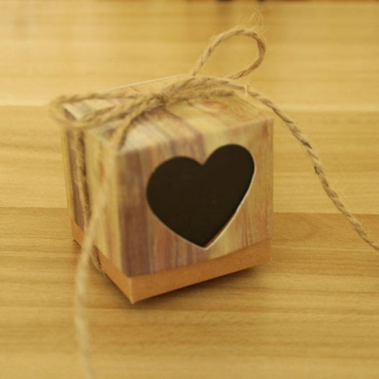 100 PCS Wedding Wood Grain Heart-shaped Pattern Hollowed-out Kraft Paper Sugar Box, Size: 5x5x5cm, Black Heart-shaped, LOVE Heart-shaped