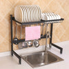 62cm Stainless Steel Kitchen Bowl Dish Drain Rack Storage Holder, Standrad Version, 62cm Standrad Version(Black)