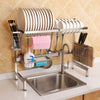 62cm Stainless Steel Kitchen Bowl Dish Knife Chopping Block Chopsticks Drain Rack Storage Holder, Deluxe Version, 62cm Deluxe Version