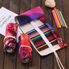 72 Slots Sunset Tree Print Pen Bag Canvas Pencil Wrap Curtain Roll Up Pencil Case Stationery Pouch, 72 Slots