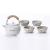 Portable Travel Ceramics Loop Handle Pot Teapot Teacup Set, (White)