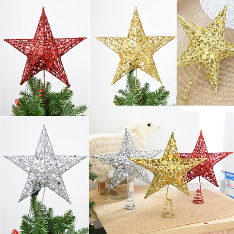 Glitter Iron Star Christmas Tree Top Decoration Ornament, Size: 30cm x 25cm, Random Color Delivery, Size: 30cm x 25cm