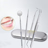 4 in 1 Dental Tool Set (Stainless Steel Probe + Hoe-shaped Dentist +
