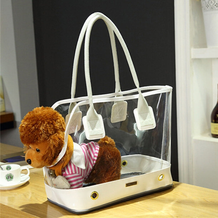 DODOPET Outdoor Portable Fashion Transparent Cat Dog Pet Carrier Bag Handbag Shoulder Bag, Size: 36 x 20 x 30cm (White)