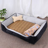 Dog Bone Pattern Big Soft Warm Kennel Pet Dog Cat Mat Blanket,with Rattan Mat & Blanket Size: XXS, 45×30×15cm, Size: XXS
