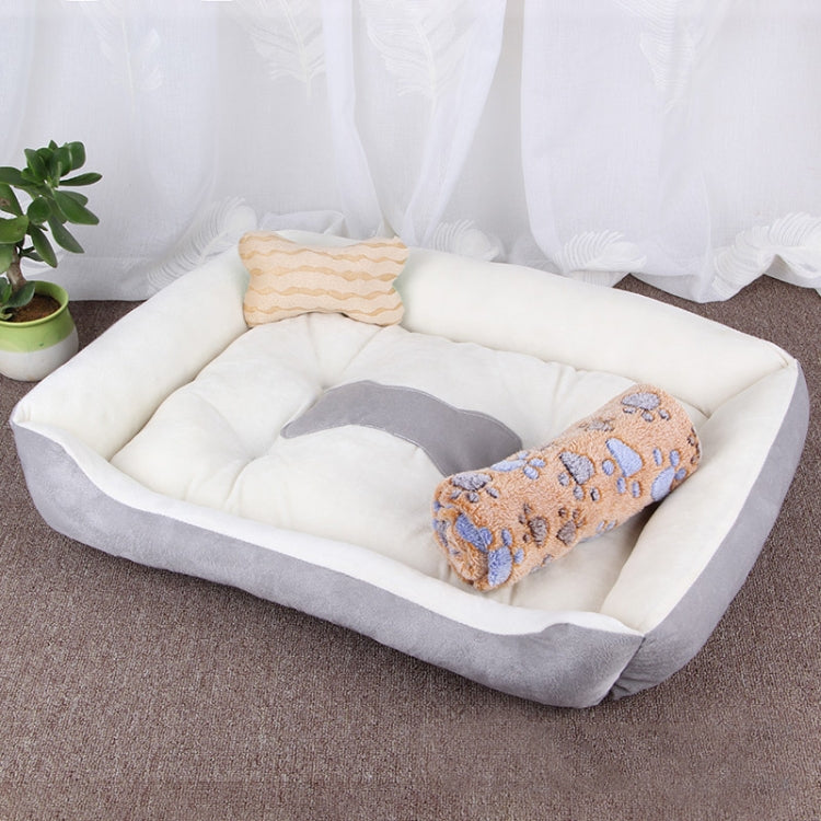 Dog Bone Pattern Big Soft Warm Kennel Pet Dog Cat Mat Blanket,with Blanket Size: XXS, 45×30×15cm, Size: XXS