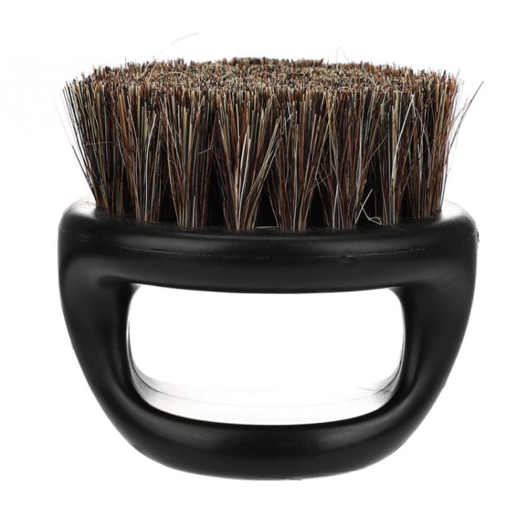 Men Ring Design Portable Boar Brush Black ABS Haircut Cleaning