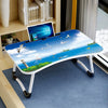 W-shaped Non-slip Legs Pattern Adjustable Folding Portable Laptop Desk with Card Slot (Castle), with Card Slot