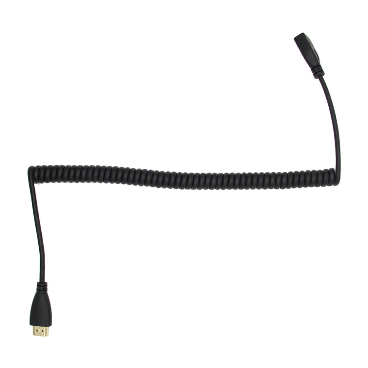 HDMI Male to HDMI Female Retractable Coiled Adapter Cable, Coiled Cable Stretches to 2.4m, HDMI AM to AF