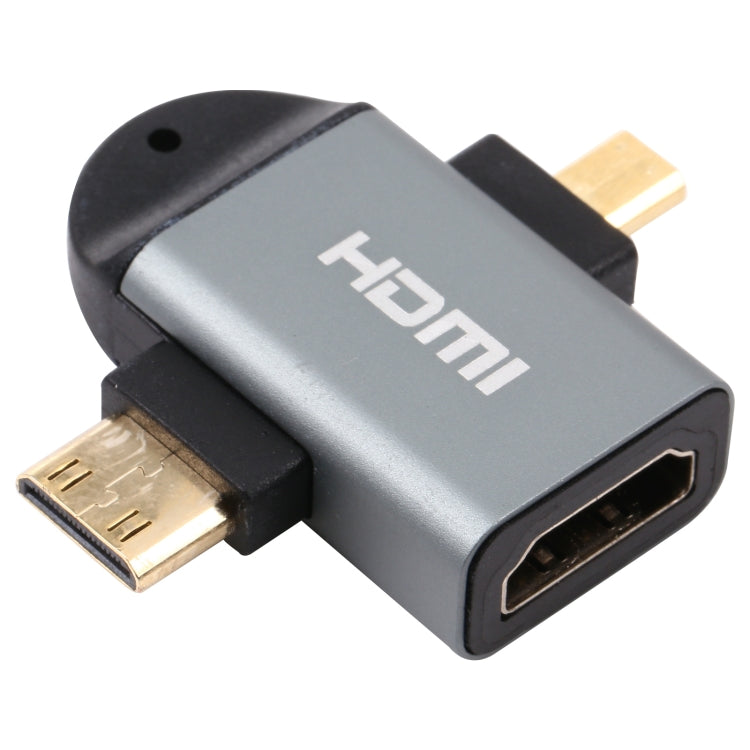 2 in 1 Mini HDMI Male + Micro HDMI Male to HDMI Female Gold-plated