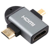 2 in 1 Mini HDMI Male + Micro HDMI Male to HDMI Female Gold-plated