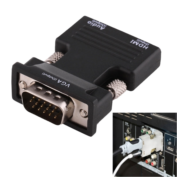 HDMI Female to VGA Male Converter with Audio Output Adapter for