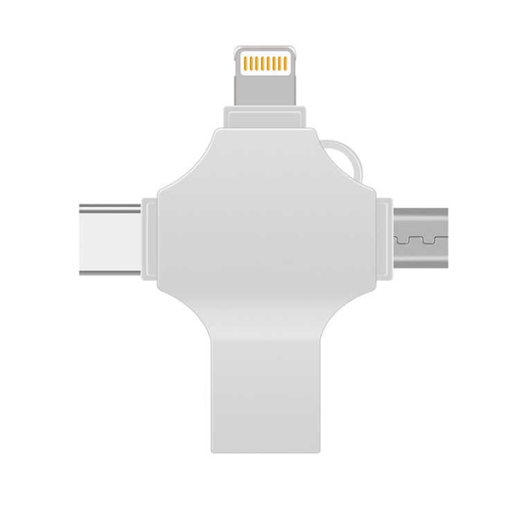 Cross 4 in 1 32GB 8 Pin + Micro USB + USB-C / Type-C + USB 3.0 Metal Flash Disk, 32GB