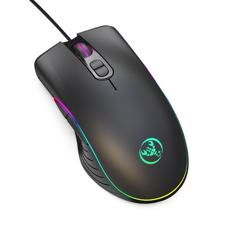 HXSJ A867 USB 6400DPI Four-speed Adjustable RGB Illuminate Wired E-sport Gaming Mouse, Length: 1.5m, A867 Black