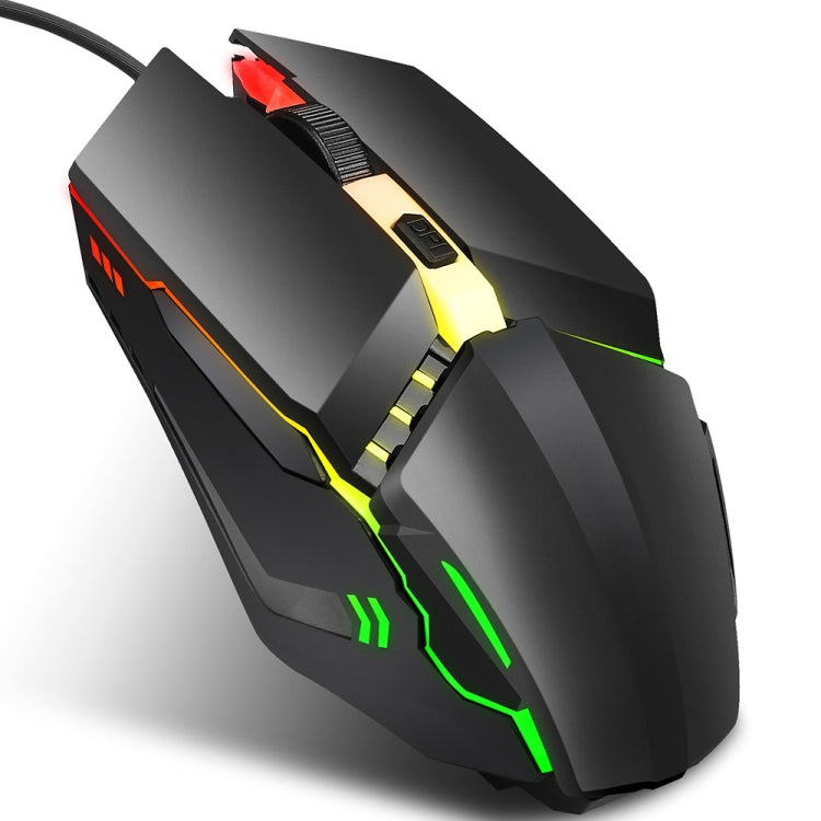HXSJ S200 USB2.0 1600dpi Adjustable 4-Keys Colorful Glowing Wired