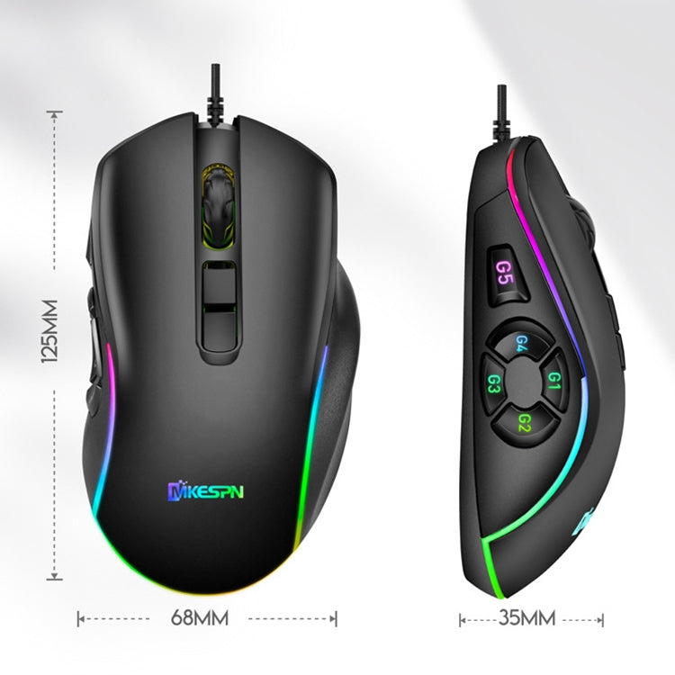 MKESPN X9 10 Buttons 7200DPI RGB Macro Definition Gaming Wired Mouse, x9