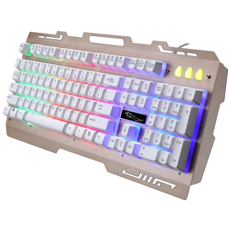 ZGB G700 104 Keys USB Wired Mechanical Feel Glowing Metal Panel Suspension Gaming Keyboard with Phone Holder