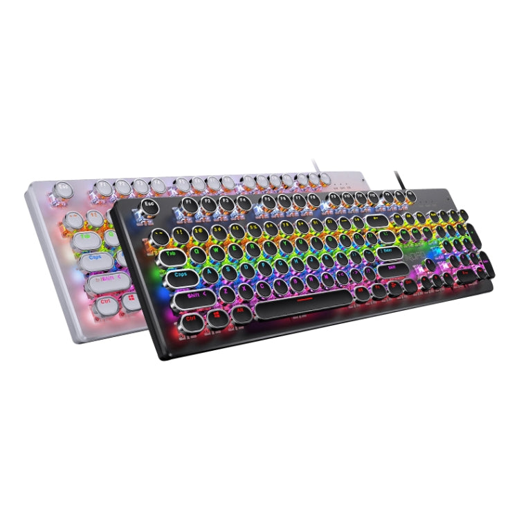YINDIAO Electroplating Punk Mixed Light USB Mechanical Gaming Wired Keyboard, Blue Shaft, Electroplating Punk,Blue Shaft (Black), Electroplating Punk,Blue Shaft (White)