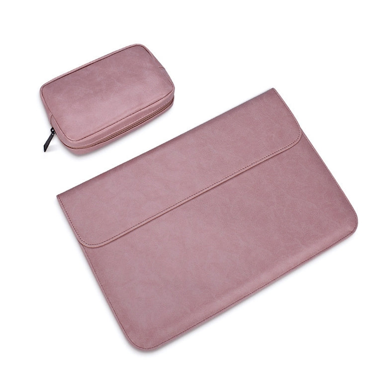 PU01S PU Leather Horizontal Invisible Magnetic Buckle Laptop Inner Bag for 13.3 inch laptops, with Small Bag, 13.3 inch with Small Bag