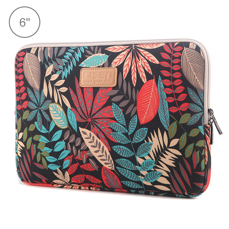Lisen 6.0 inch Sleeve Case Colorful Leaves Zipper Briefcase Carrying