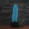 Paris Leaning Tower Shape 3D Colorful LED Vision Light Table Lamp, USB & Battery Version, USB & Battery Version