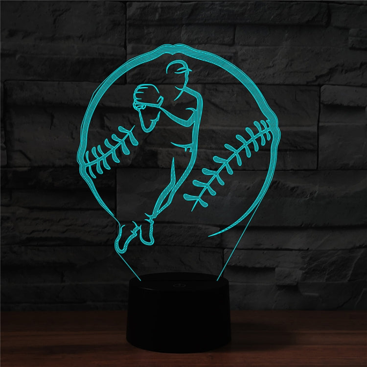 Baseball Sport Shape 3D Colorful LED Vision Light Table Lamp, Charging Touch Version, Charging Touch Version