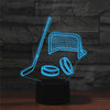 Ice Hockey Shape 3D Colorful LED Vision Light Table Lamp, USB Touch Version, USB Touch Version