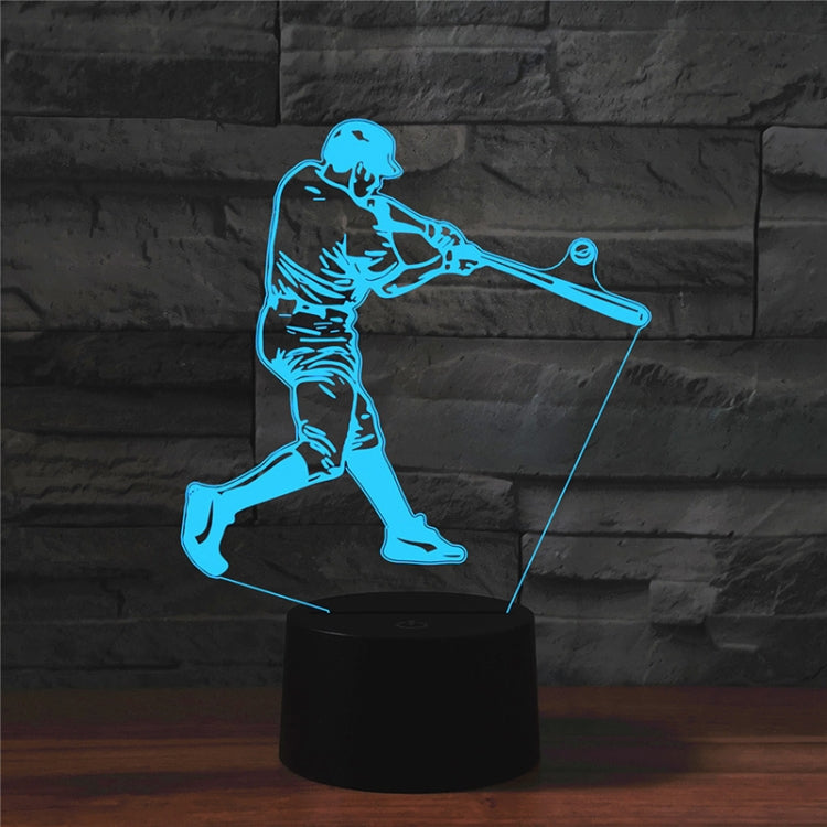Playing Baseball Shape 3D Colorful LED Vision Light Table Lamp, 16 Colors Remote Control Version, 16 Colors Remote Control Version