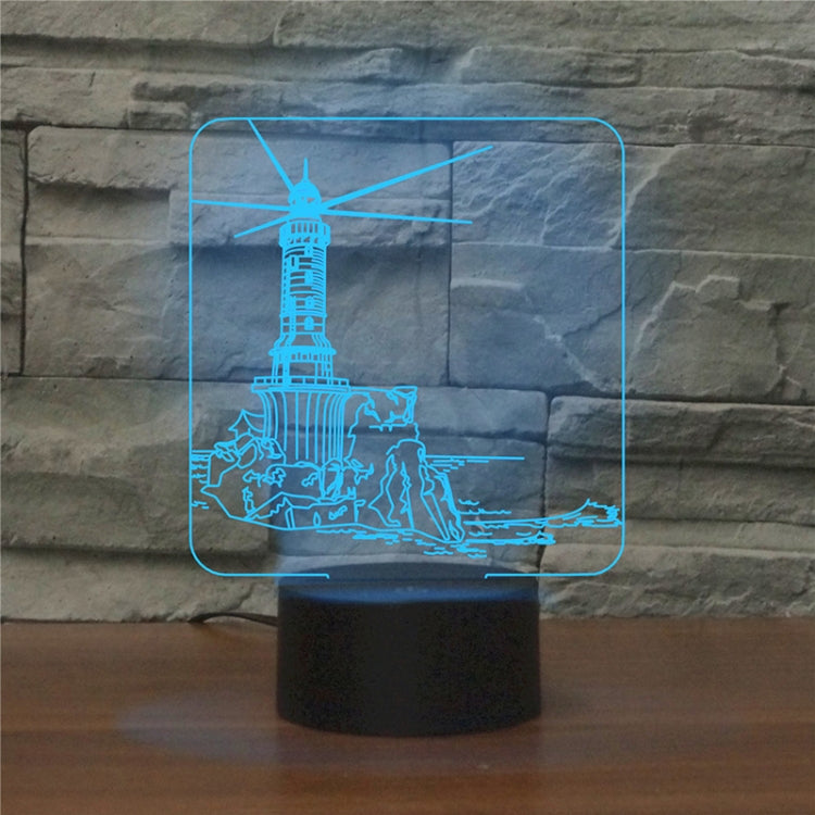 Lighthouse Shape 3D Colorful LED Vision Light Table Lamp, Charging Touch Version, Charging Touch Version