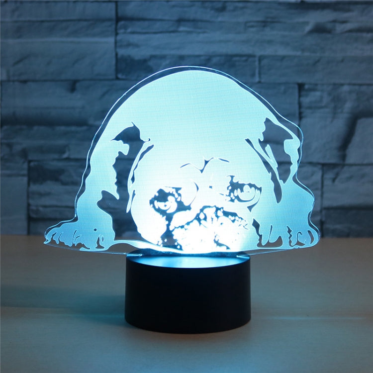 Prostrated Dog Shape 3D Colorful LED Vision Light Table Lamp, Crack Remote Control Version, Crack Remote Control Version
