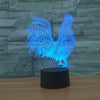 Cock Shape 3D Colorful LED Vision Light Table Lamp, 16 Colors Remote Control Version, 16 Colors Remote Control Version