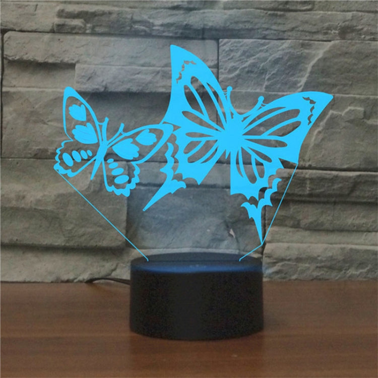Two Butterflies Shape 3D Colorful LED Vision Light Table Lamp, Charging Touch Version, Charging Touch Version
