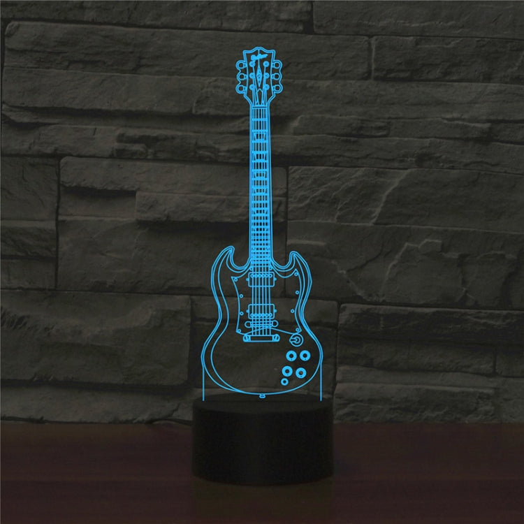 Five-string Guitar Shape 3D Colorful LED Vision Light Table Lamp, 16 Colors Remote Control Version, 16 Colors Remote Control Version