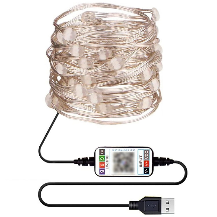 Christmas Decoration RGB Copper Wire String Light Bluetooth Mobile APP Control, Length: 5m 50 LEDs, 5m 50 LEDs