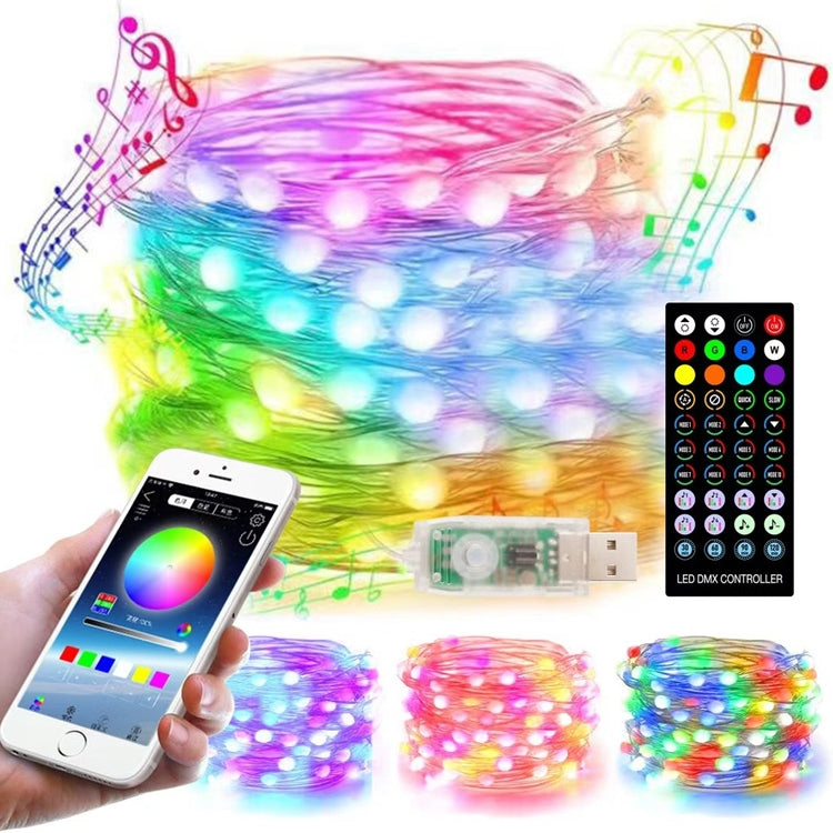 Christmas Decoration USB Copper Wire String Light Remote Controller & Bluetooth Mobile APP Control, Length: 10m 100 LEDs, Remote Controller & APP Control, Length: 10m 100 LEDs