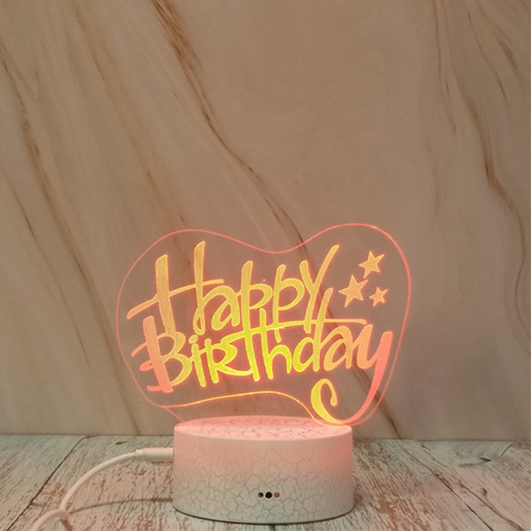 Happy Birthday Shape Creative Crack Touch Dimming 3D Colorful Decorative Night Light, Happy Birthday Shape