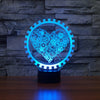 Gear Heart Shape 3D Colorful LED Vision Light Table Lamp, USB Touch Version, USB Touch Version
