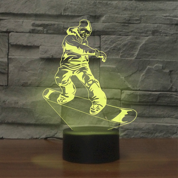 Skate Boy Shape 3D Colorful LED Vision Light Table Lamp, USB Touch Version, USB Touch Version