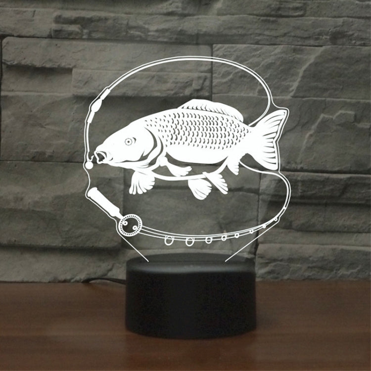 Fishing Black Base Creative 3D LED Decorative Night Light, Powered by USB and Battery, Powered by USB and Battery