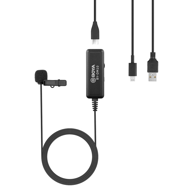 BOYA BY-DM10 USB / 8 Pin Plug Broadcast Lavalier Microphone with
