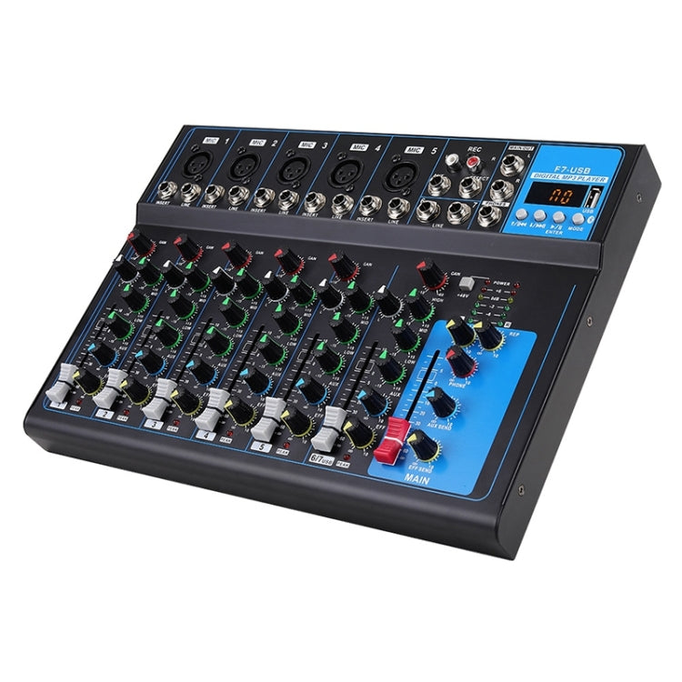 F7 Home 7-channel Bluetooth USB Reverb Mixer, EU Plug, F7 EU Plug