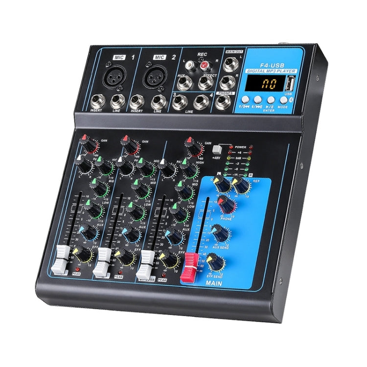 F4 Home 4-channel Bluetooth USB Reverb Mixer, EU Plug, F4 EU Plug