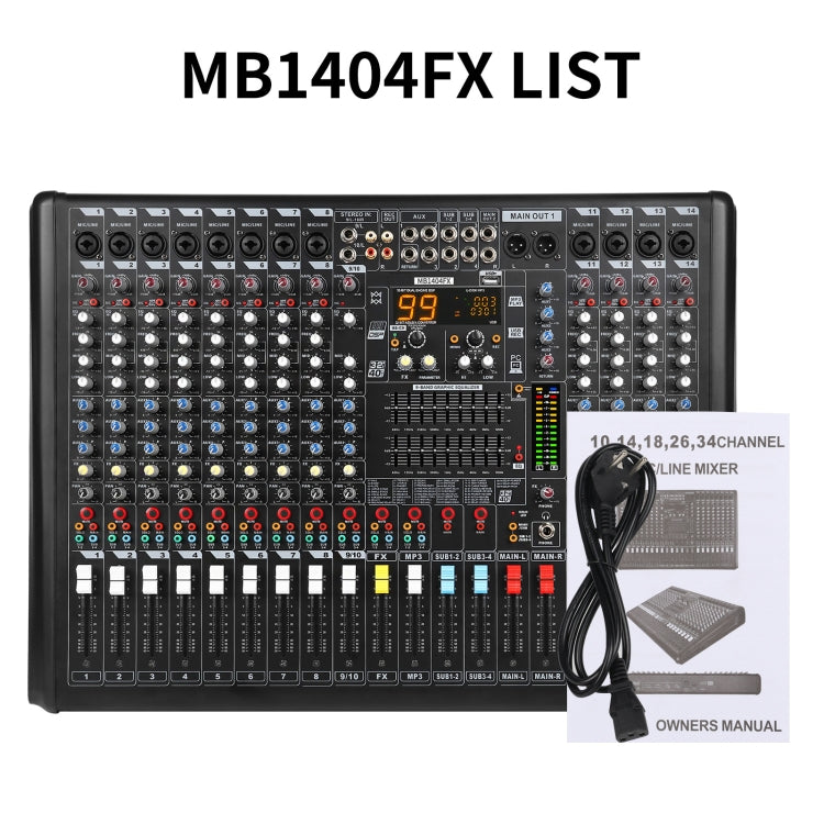XTUGA B1404FX 14 Channels Bluetooth Audio Mixer Digital DJ Controller Sound Mixing Console