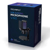 FEELWORLD VM1 USB Condenser Gaming Microphone for Streaming Noise Cancellation Mute RGB Light Desktop Stand, VM1-XS