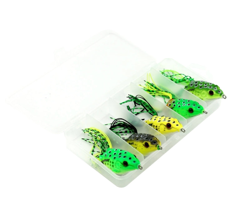 HENGJIA 5 PCS Soft Baits Water-hit Fishing Lures Ray Frog Baits with Plastic Box