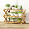 3-Layer Balcony Living Room Collapsible Solid Wood Flower Stand Potted Planting Shelves, Length: 70cm, 70cm 3-Layer