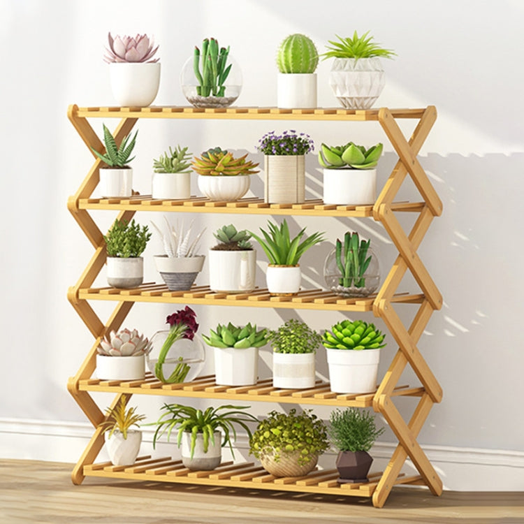 5-Layer Balcony Living Room Collapsible Solid Wood Flower Stand Potted Planting Shelves, Length: 80cm, 80cm 5-Layer