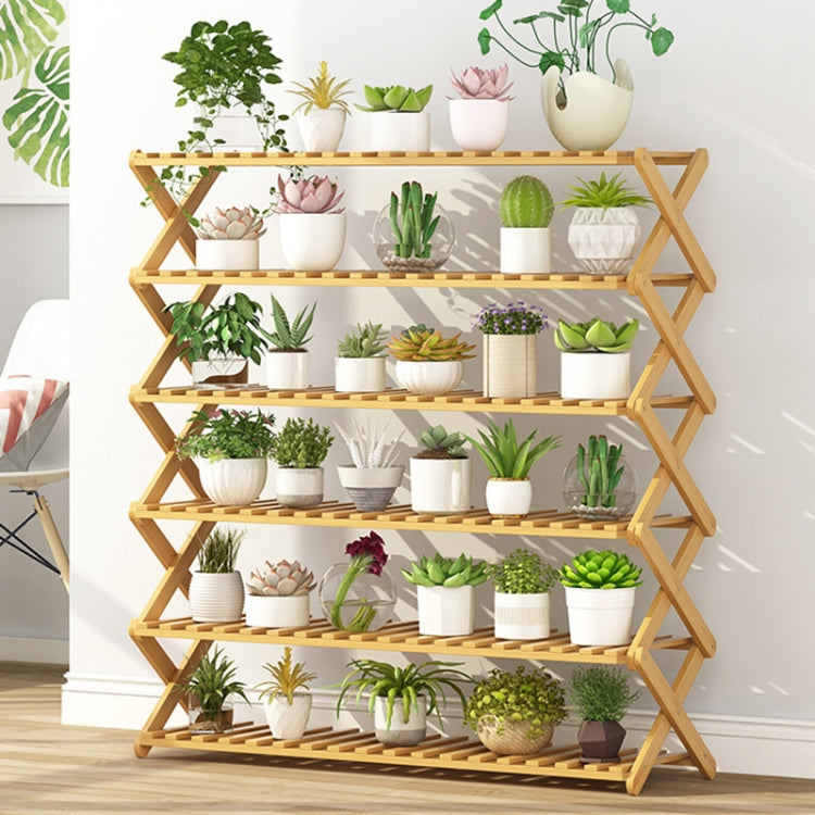 6-Layer Balcony Living Room Collapsible Solid Wood Flower Stand Potted Planting Shelves, Length: 100cm, 100cm 6-Layer